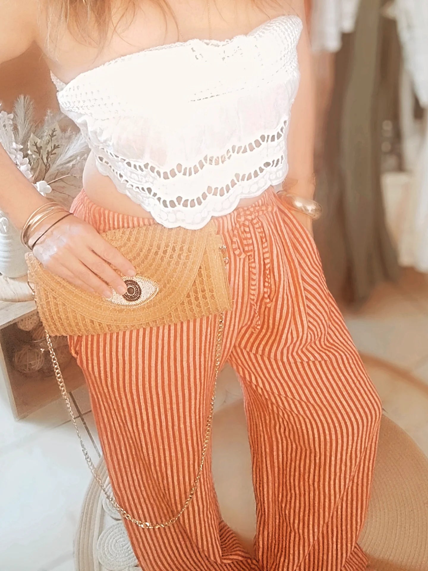 Pantalon fluide rayé