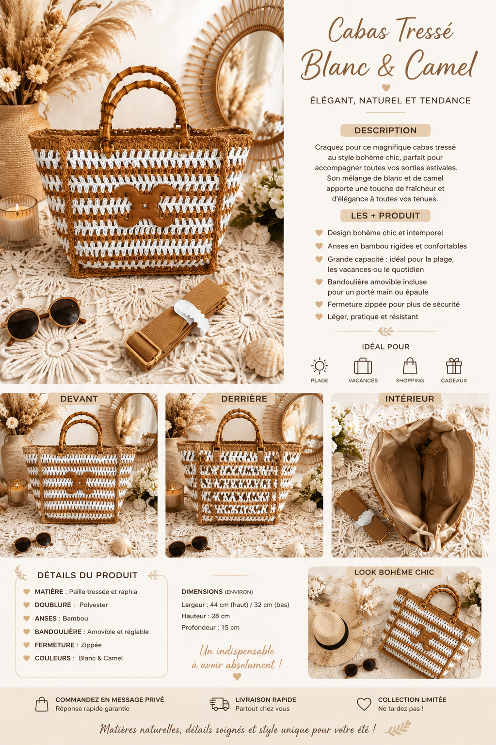 Grand sac cabas 🤎🤍