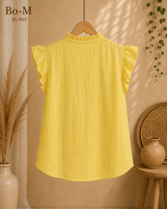 Chemise brodée col volanté