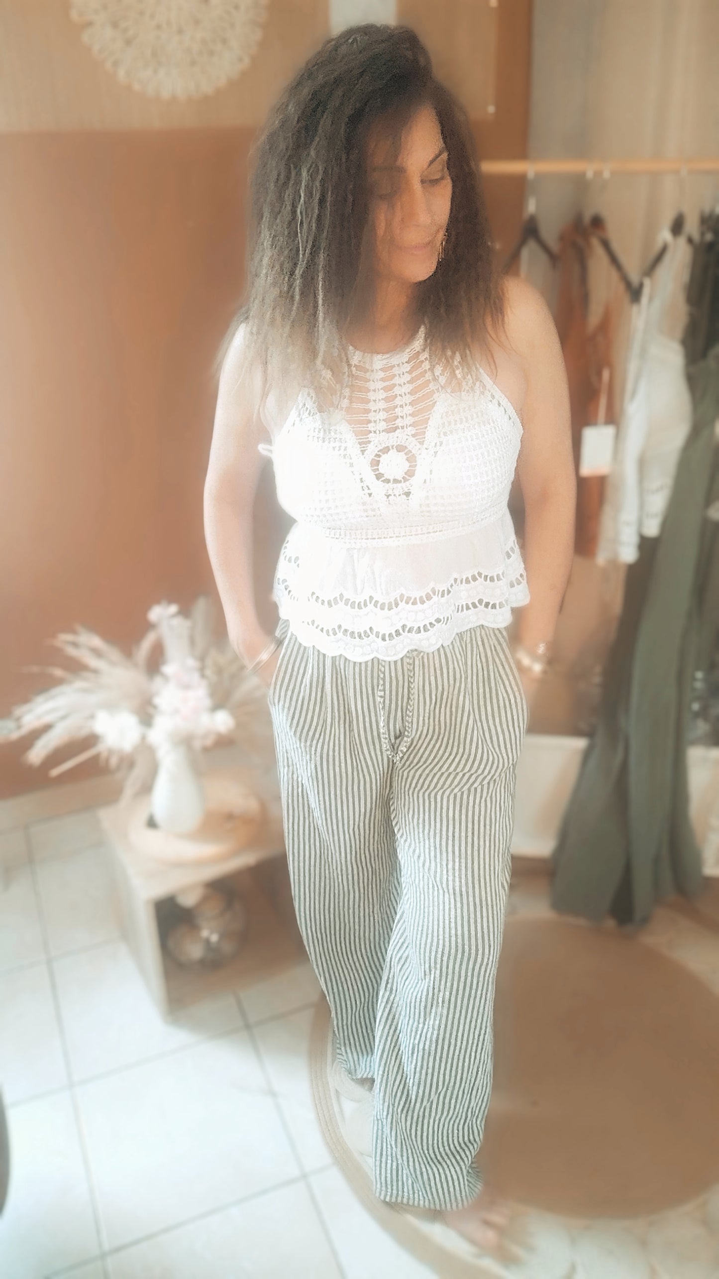 Pantalon rayé fluide