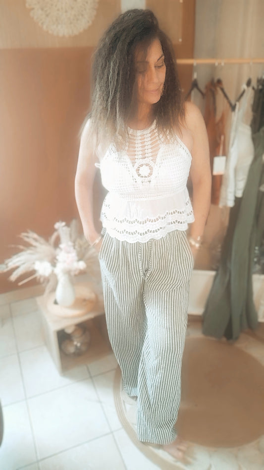 Pantalon rayé fluide
