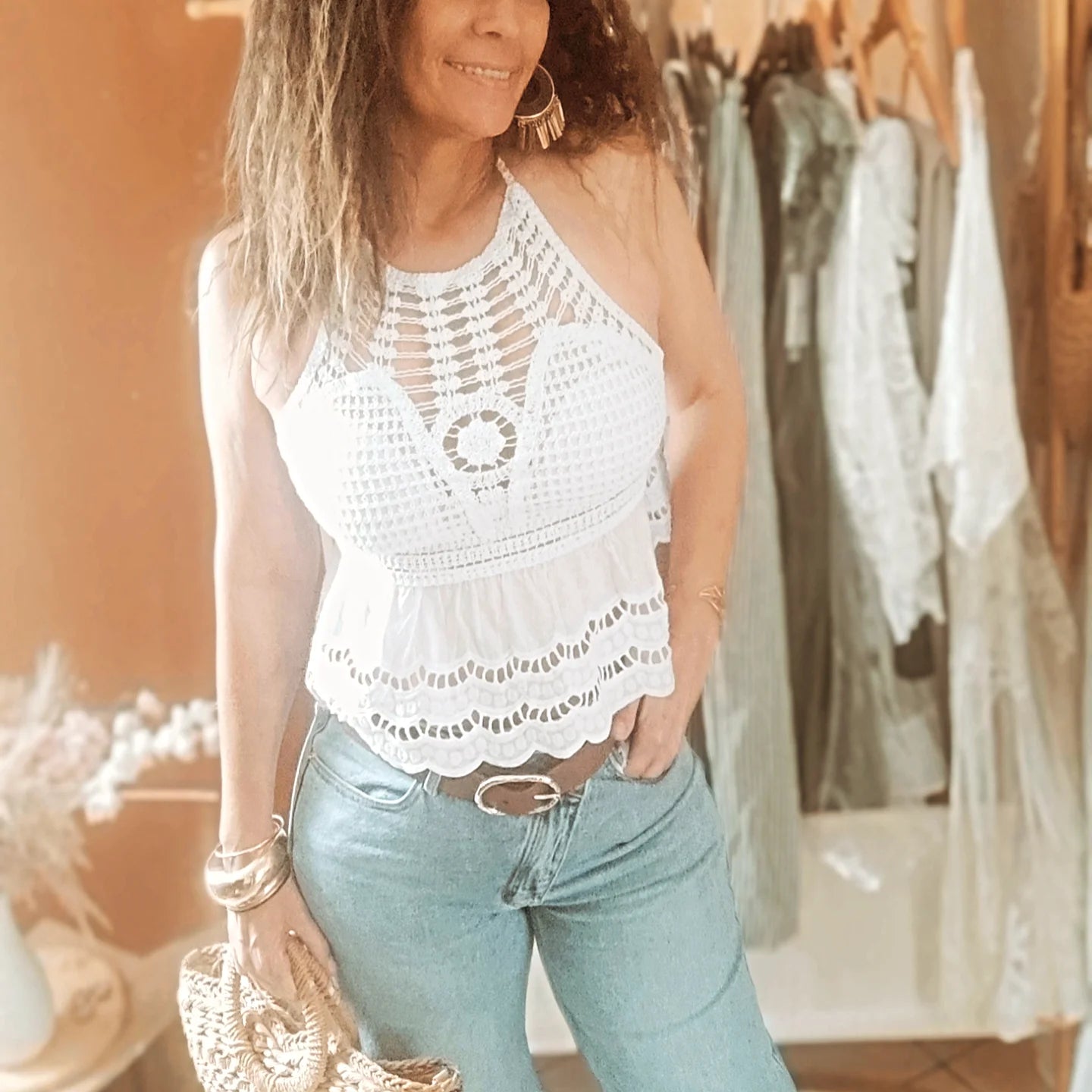 Top Bohème en Crochet et Gaze de Coton 🤍
