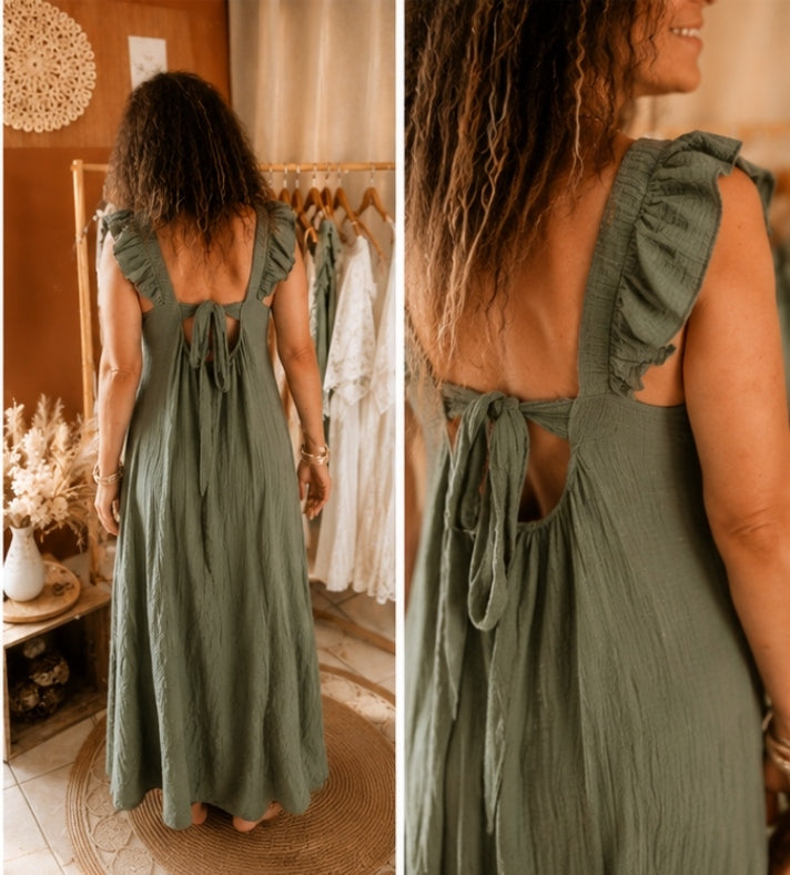 Robe longue en gaze de coton 💚