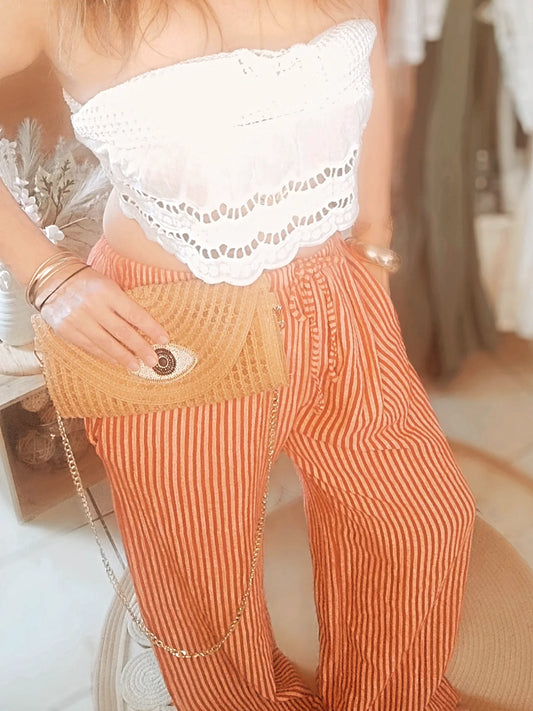 Pantalon fluide rayé