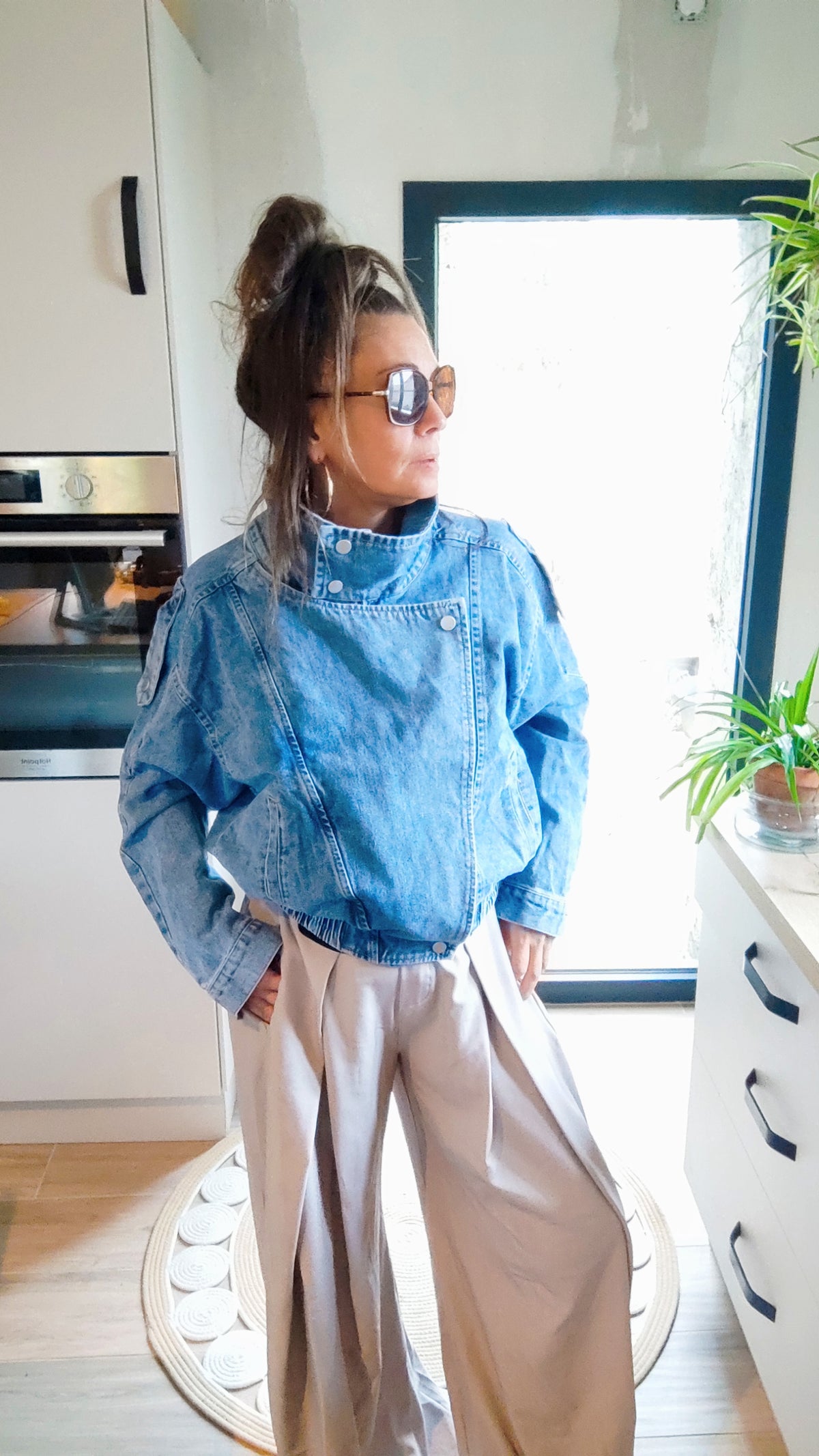 VESTE BIKER EN JEAN COL XXL