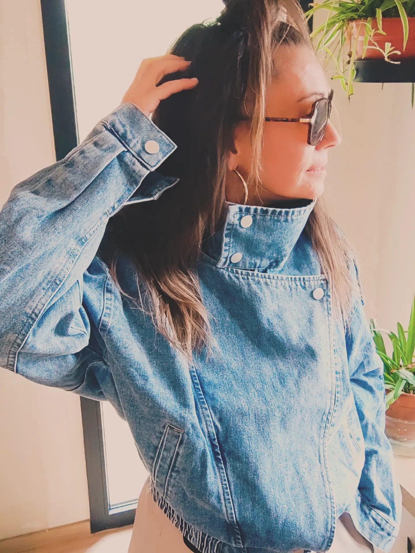 VESTE BIKER EN JEAN COL XXL
