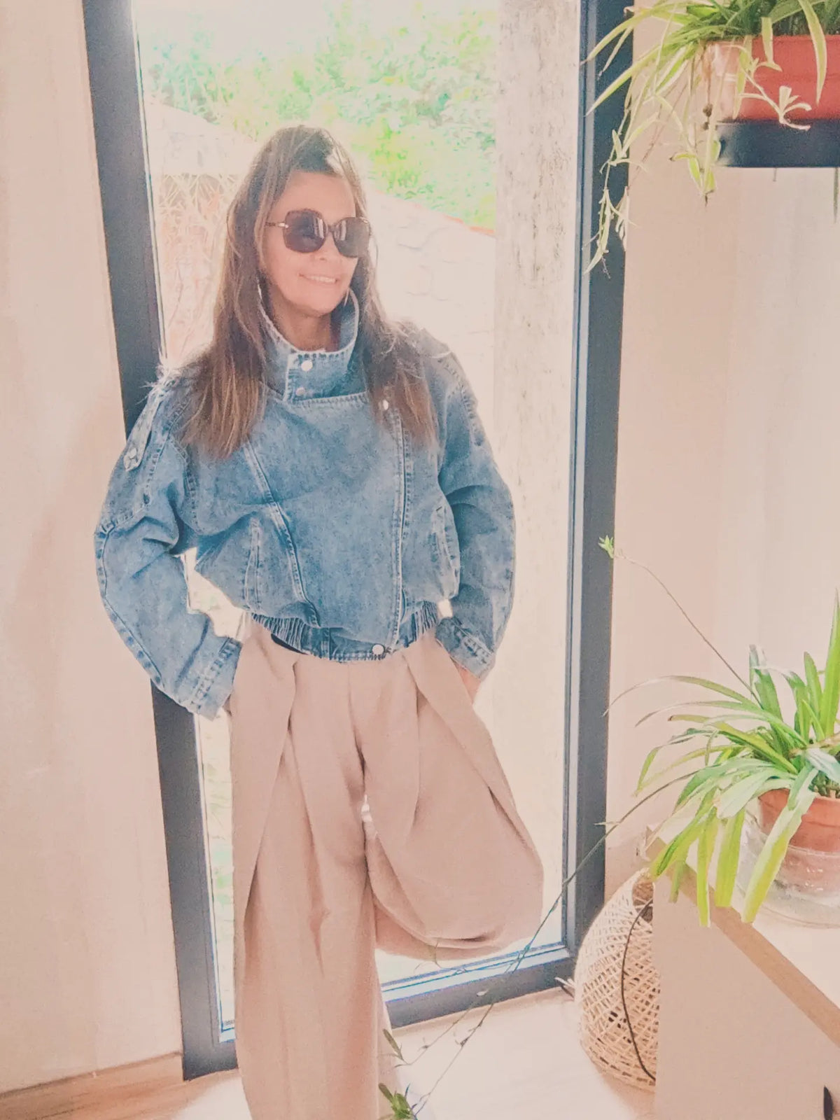 VESTE BIKER EN JEAN COL XXL