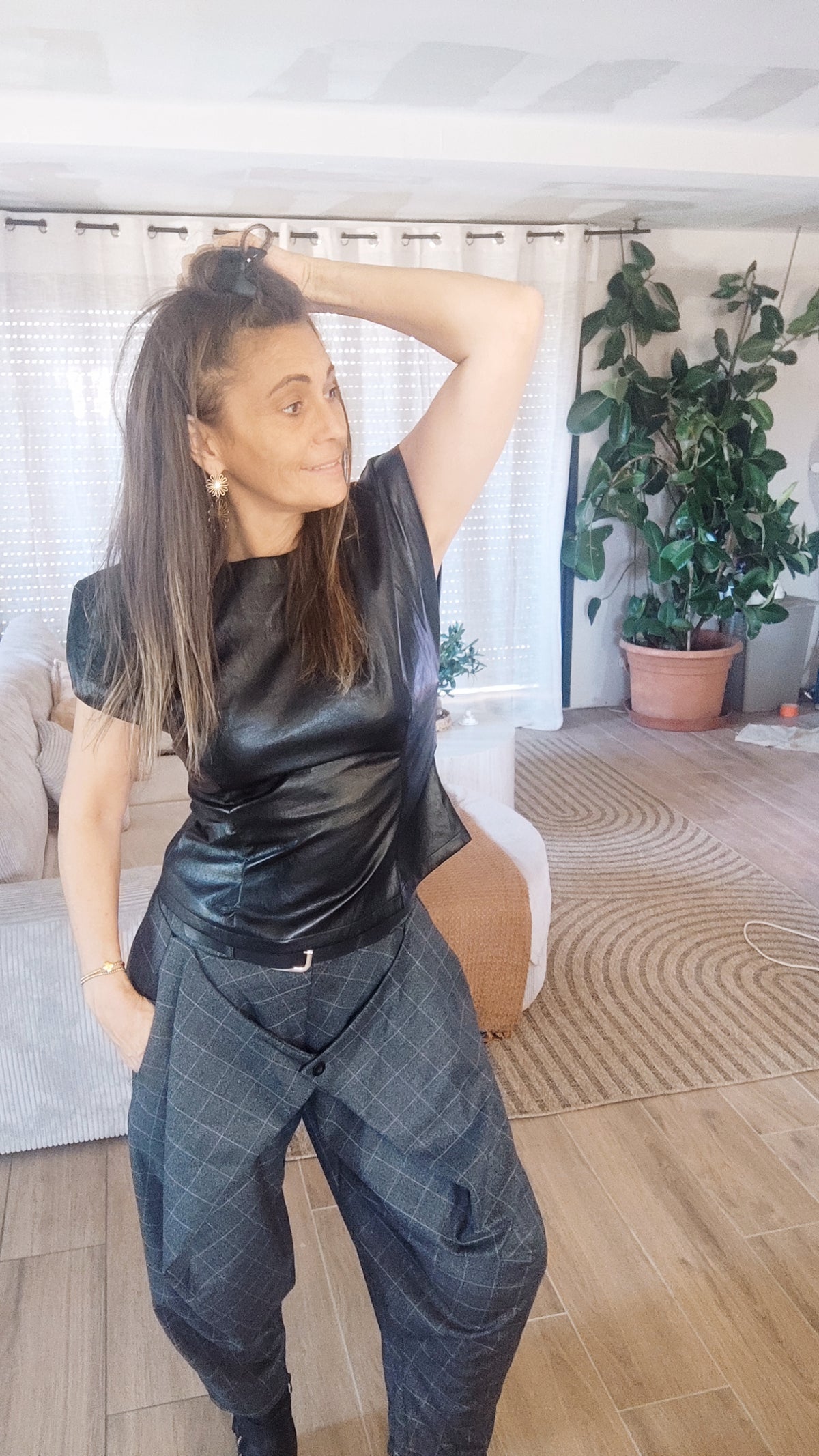 🤎🖤 TOP ALINE  EFFET CUIR