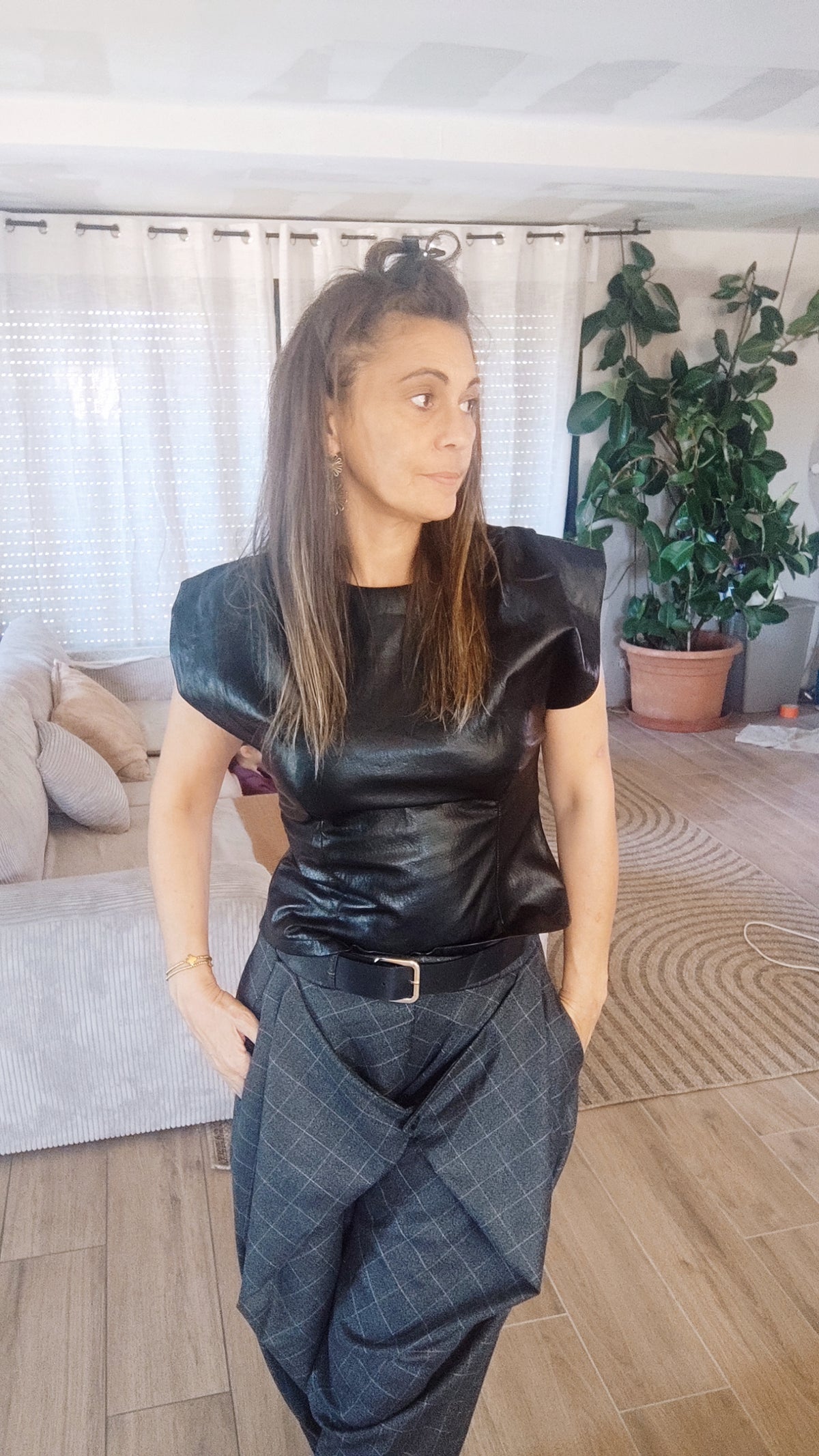 🤎🖤 TOP ALINE  EFFET CUIR