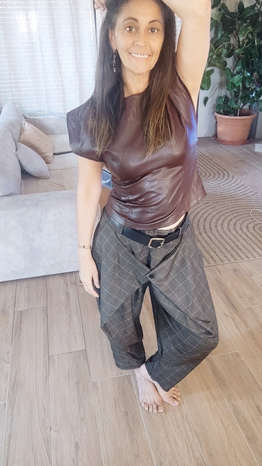 🤎🖤 TOP ALINE  EFFET CUIR