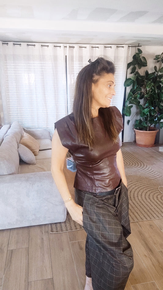 🤎🖤 TOP ALINE  EFFET CUIR