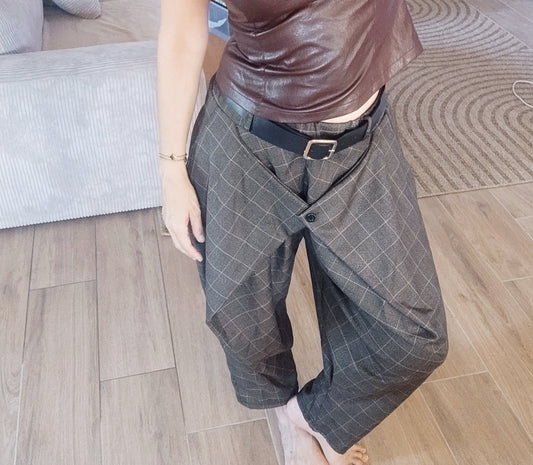 pantalon a carreaux 7/8