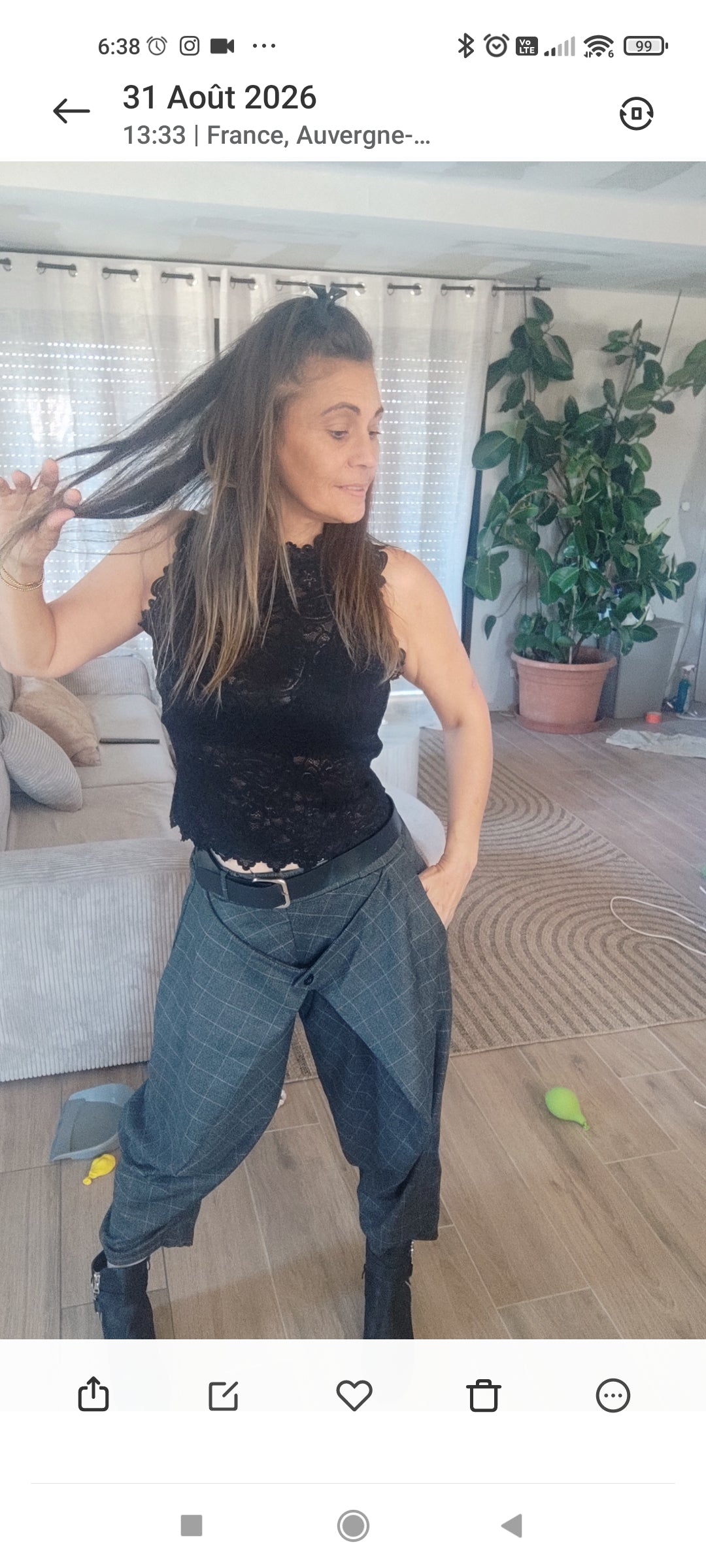 pantalon a carreaux 7/8