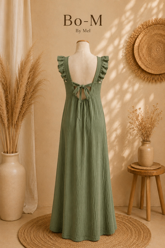 Robe longue en gaze de coton 💚