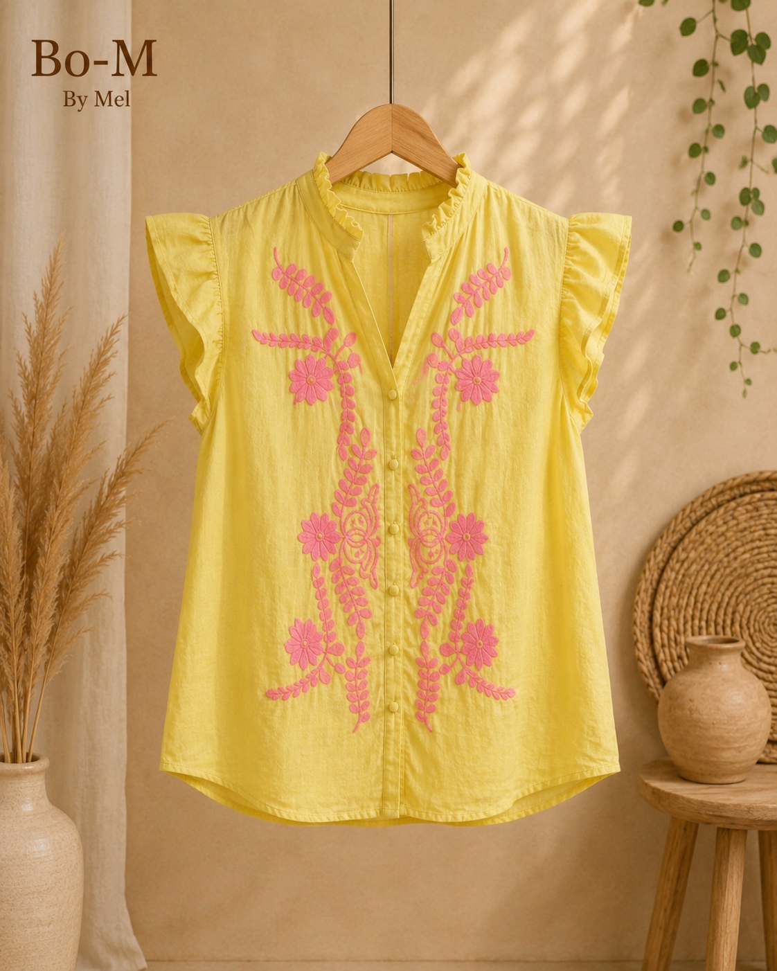 Chemise brodée col volanté