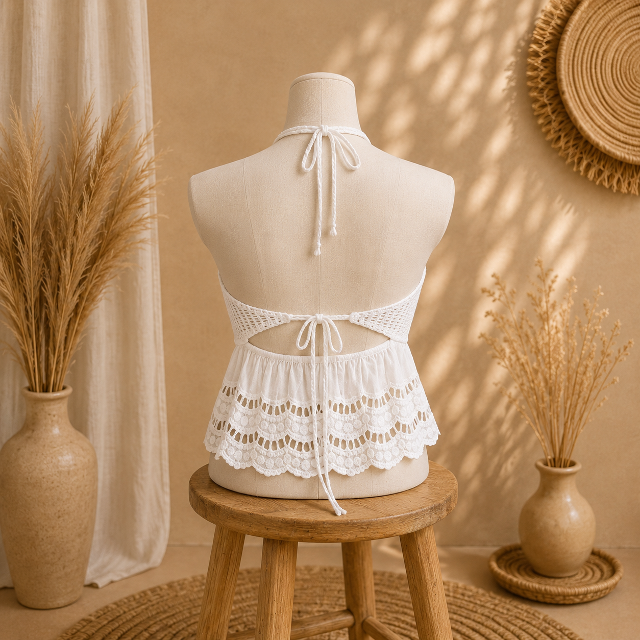 Top Bohème en Crochet et Gaze de Coton 🤍